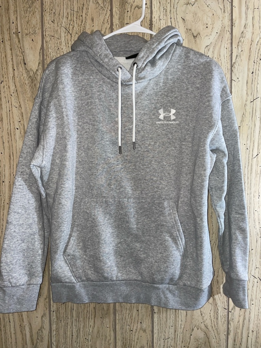 Under Armour Men's Light Gray Crewneck Hoodie with White Logo